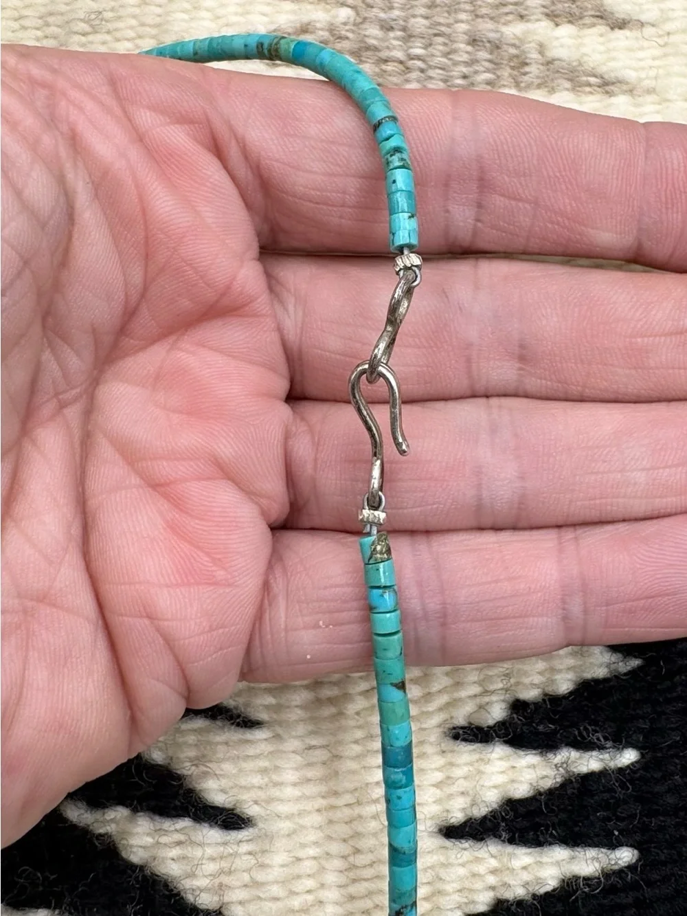 Santo Domingo Native American Natural Turquoise Heishi Beaded Choker Necklace